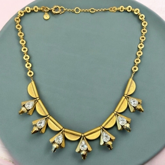 Vintage J CREW Gold, Diamond/Stone Statement Necklace - Picture 2 of 5